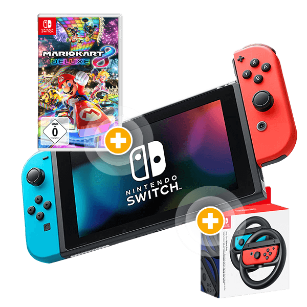 Nintendo Switch + Mario Kart 8 Deluxe + Lenkräder